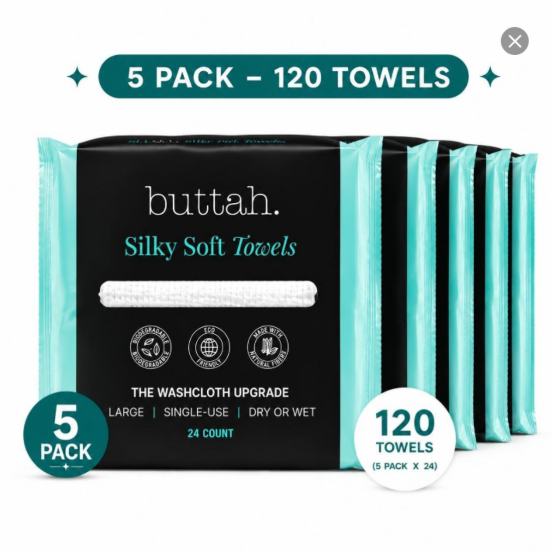 120 Count - 5 Pack Silky Towels