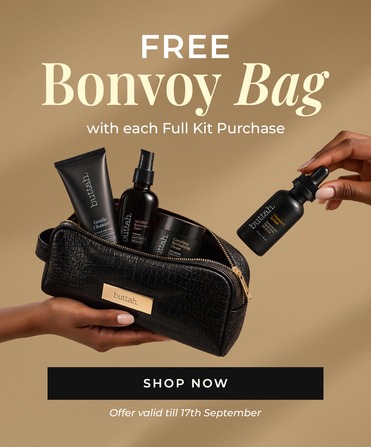 Free Bonvoy Bag with each Full Kit Purchase. Offer valid till 17th September.