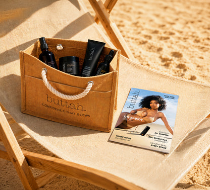 Beach bag and magazine